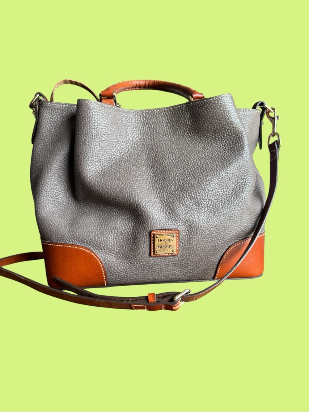 Dooney & Bourke Brenna Elephant Gray Pebbled Leather Shoulder Bag
